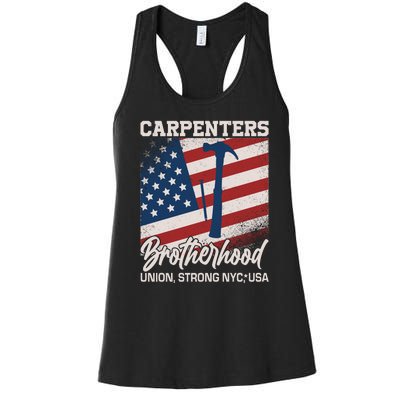 Capenters Brotherhood Union Strong NYC USA Women's Racerback Tank