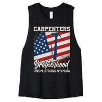 Capenters Brotherhood Union Strong NYC USA Women's Racerback Cropped Tank