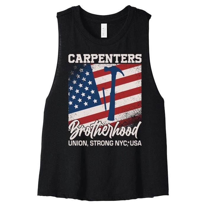 Capenters Brotherhood Union Strong NYC USA Women's Racerback Cropped Tank