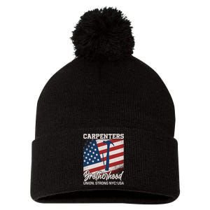 Capenters Brotherhood Union Strong NYC USA Pom Pom 12in Knit Beanie