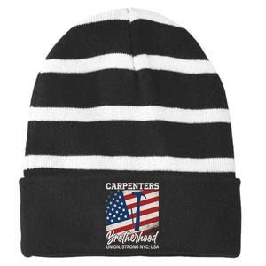 Capenters Brotherhood Union Strong NYC USA Striped Beanie with Solid Band