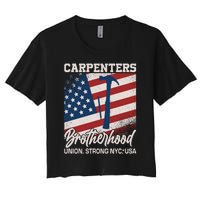 Capenters Brotherhood Union Strong NYC USA Women's Crop Top Tee