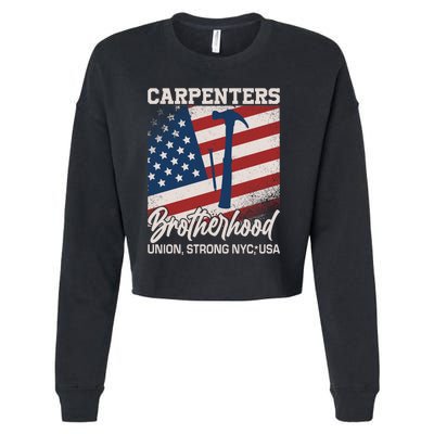 Capenters Brotherhood Union Strong NYC USA Cropped Pullover Crew