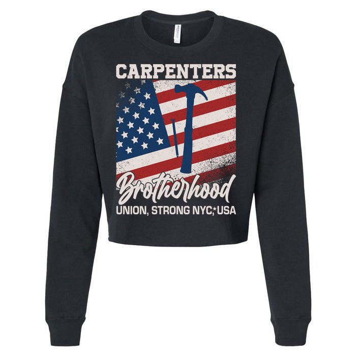 Capenters Brotherhood Union Strong NYC USA Cropped Pullover Crew