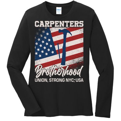 Capenters Brotherhood Union Strong NYC USA Ladies Long Sleeve Shirt