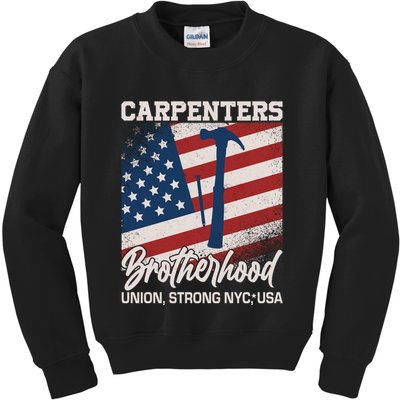 Capenters Brotherhood Union Strong NYC USA Kids Sweatshirt