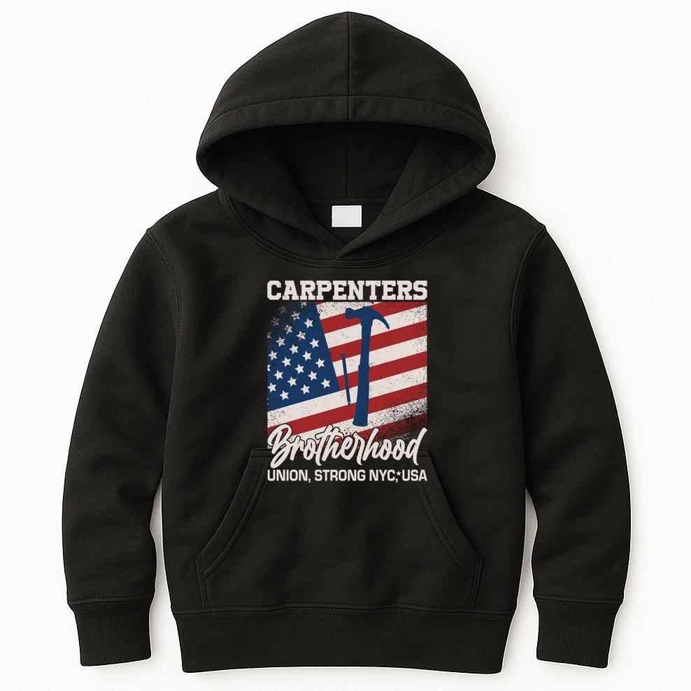 Capenters Brotherhood Union Strong NYC USA Kids Hoodie