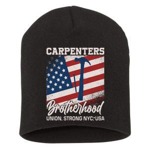 Capenters Brotherhood Union Strong NYC USA Short Acrylic Beanie