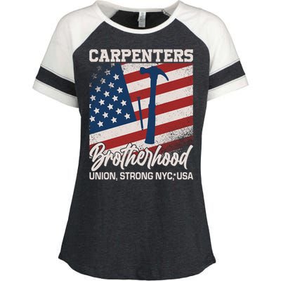 Capenters Brotherhood Union Strong NYC USA Enza Ladies Jersey Colorblock Tee