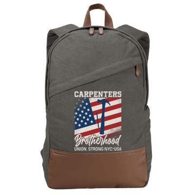 Capenters Brotherhood Union Strong NYC USA Cotton Canvas Backpack