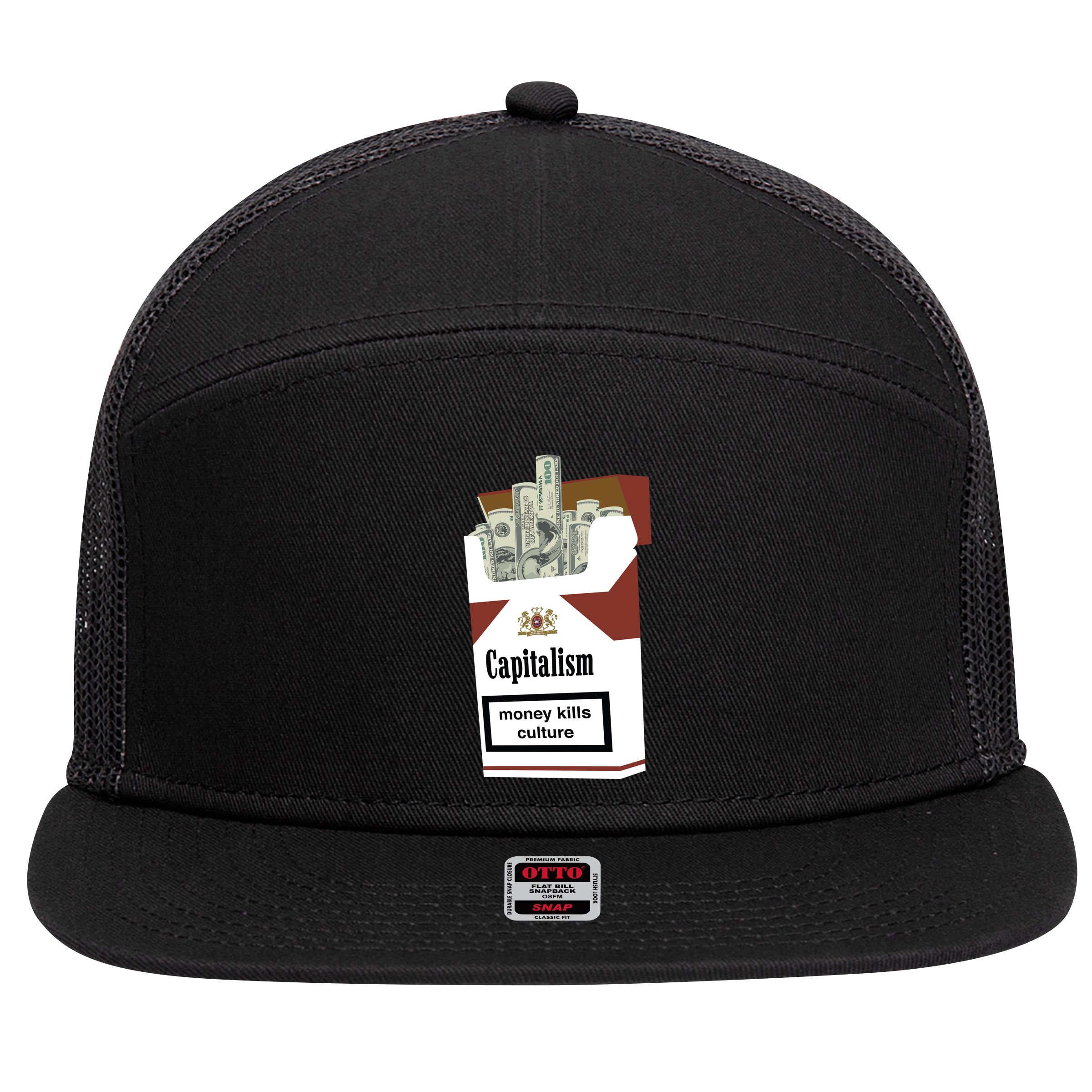 Capitalism Money Kills Culture 7 Panel Mesh Trucker Snapback Hat