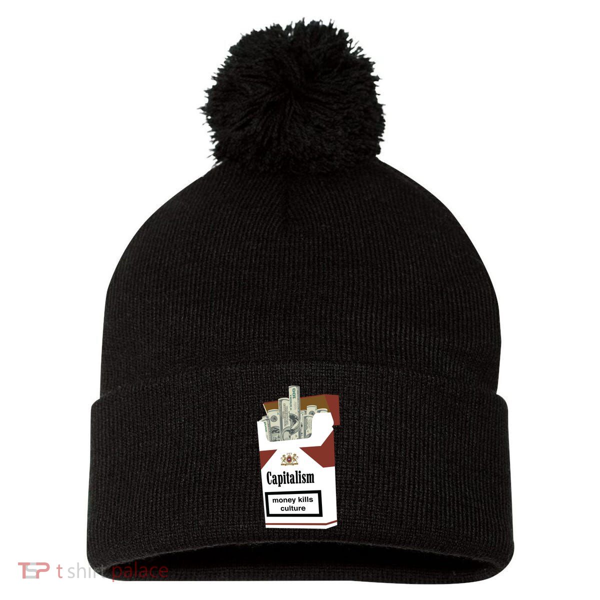 Capitalism Money Kills Culture Pom Pom 12in Knit Beanie
