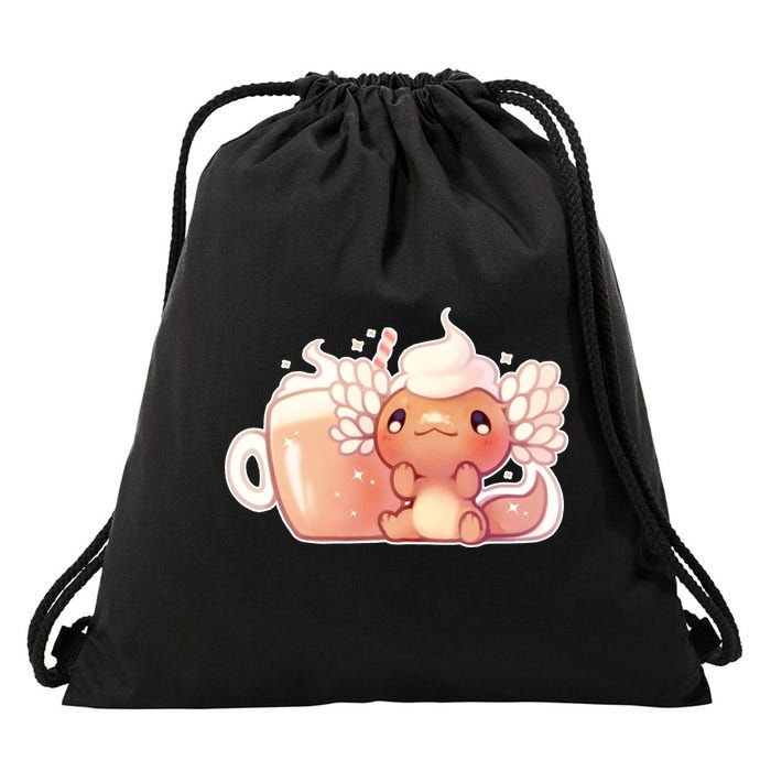 Cappuccino Axolotl Drawstring Bag
