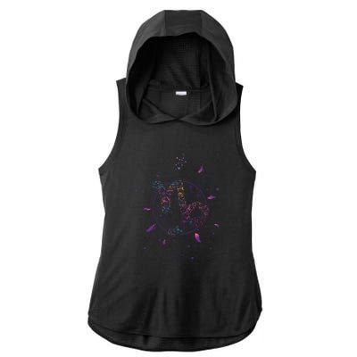 Capricorn Floral Zodiac Ladies PosiCharge Tri-Blend Wicking Draft Hoodie Tank