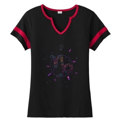 Capricorn Floral Zodiac Ladies Halftime Notch Neck Tee