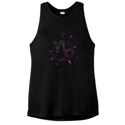 Capricorn Floral Zodiac Ladies PosiCharge Tri-Blend Wicking Tank