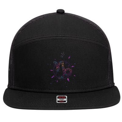 Capricorn Floral Zodiac 7 Panel Mesh Trucker Snapback Hat