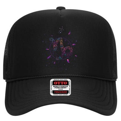 Capricorn Floral Zodiac High Crown Mesh Back Trucker Hat