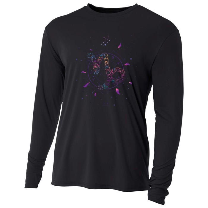 Capricorn Floral Zodiac Cooling Performance Long Sleeve Crew