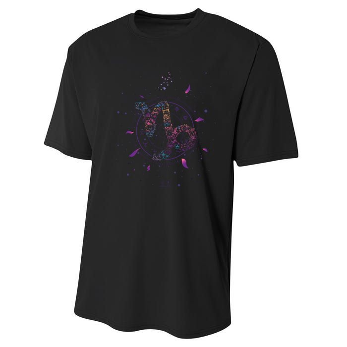 Capricorn Floral Zodiac Performance Sprint T-Shirt