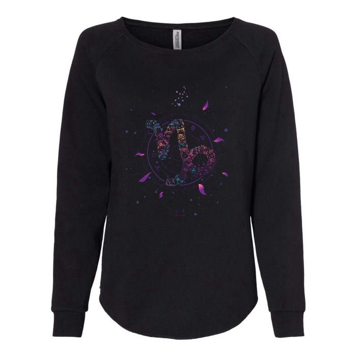 Capricorn Floral Zodiac Womens California Wash Sweatshirt