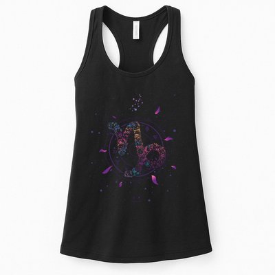 Capricorn Floral Zodiac Womens Tank Top