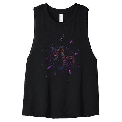 Capricorn Floral Zodiac Women's Racerback Cropped Tank