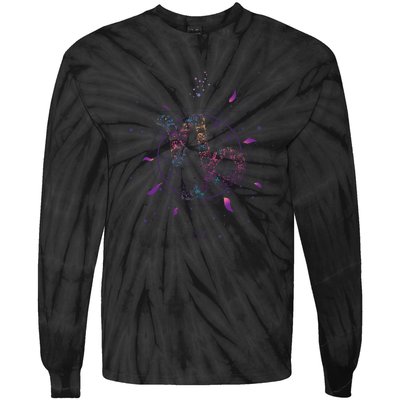 Capricorn Floral Zodiac Tie-Dye Long Sleeve Shirt