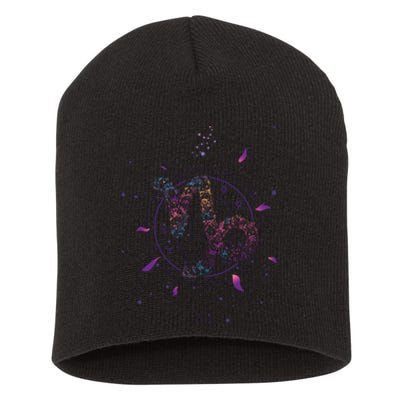 Capricorn Floral Zodiac Short Acrylic Beanie