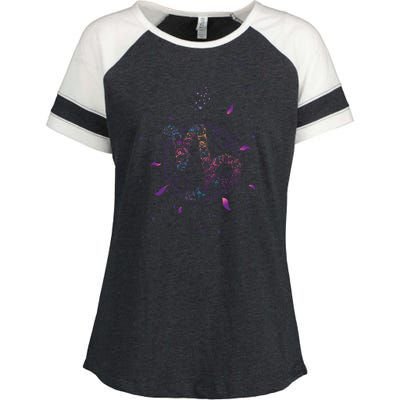 Capricorn Floral Zodiac Enza Ladies Jersey Colorblock Tee