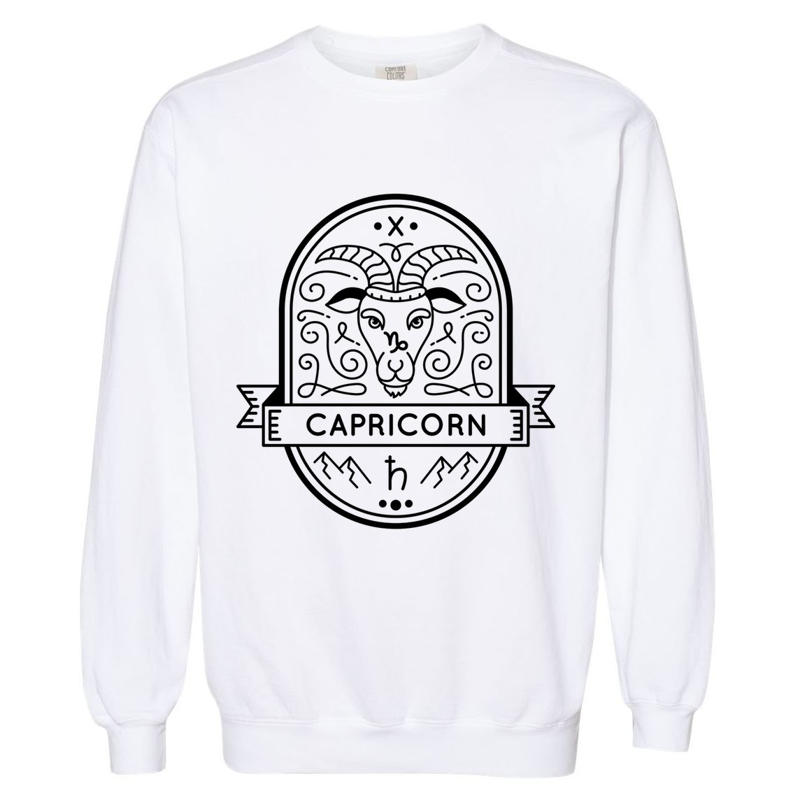Capricorn Zodiac Symbol Design Garment-Dyed Sweatshirt