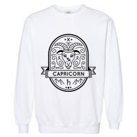 Capricorn Zodiac Symbol Design Garment-Dyed Sweatshirt