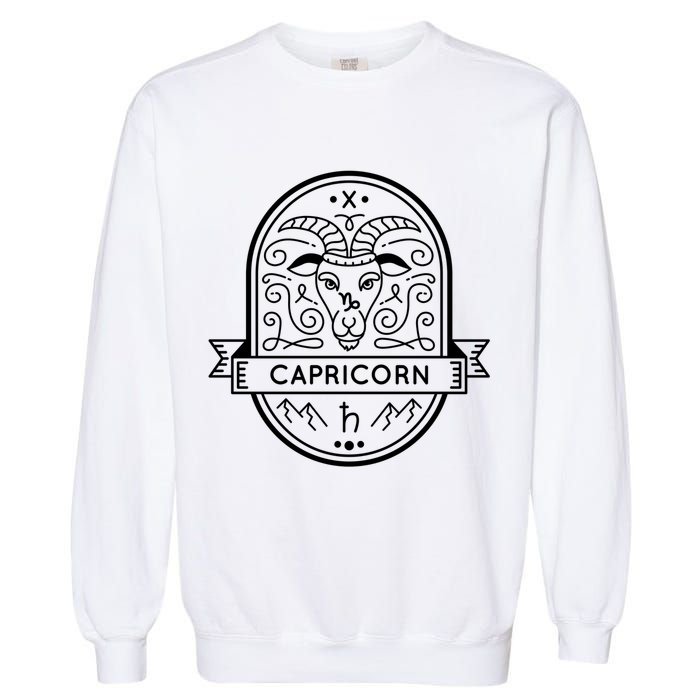 Capricorn Zodiac Symbol Design Garment-Dyed Sweatshirt