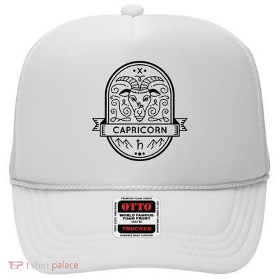 Capricorn Zodiac Symbol Design High Crown Mesh Back Trucker Hat