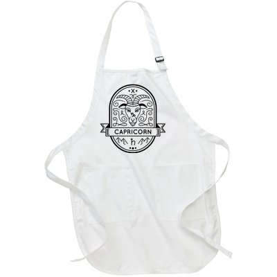 Capricorn Zodiac Symbol Design Full-Length Apron With Pockets