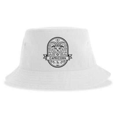 Capricorn Zodiac Symbol Design Sustainable Bucket Hat