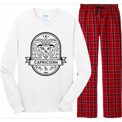 Capricorn Zodiac Symbol Design Long Sleeve Pajama Set