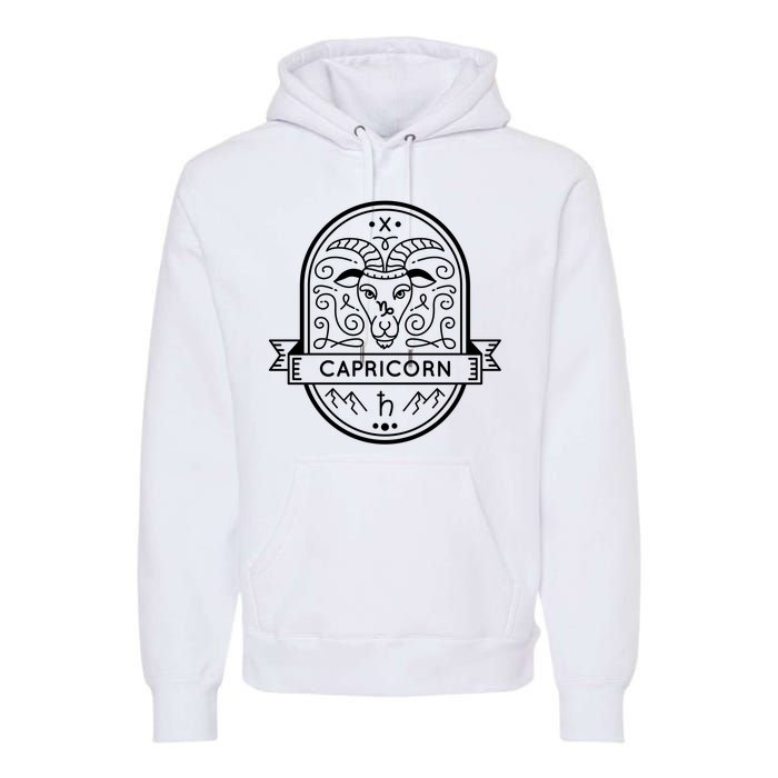 Capricorn Zodiac Symbol Design Premium Hoodie