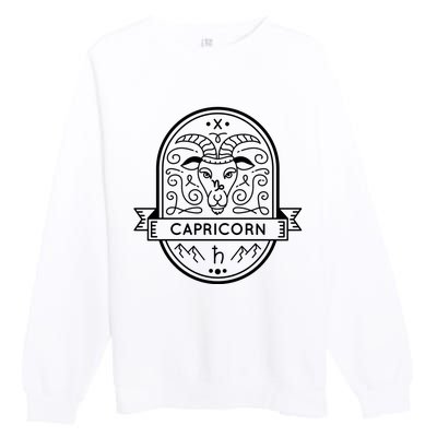 Capricorn Zodiac Symbol Design Premium Crewneck Sweatshirt