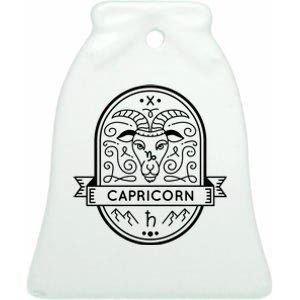 Capricorn Zodiac Symbol Design Ceramic Bell Ornament