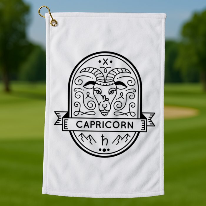 Capricorn Zodiac Symbol Design Golf Towel