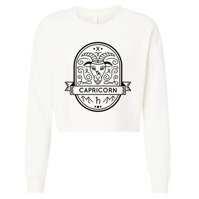 Capricorn Zodiac Symbol Design Cropped Pullover Crew
