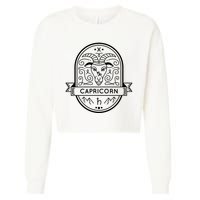 Capricorn Zodiac Symbol Design Cropped Pullover Crew