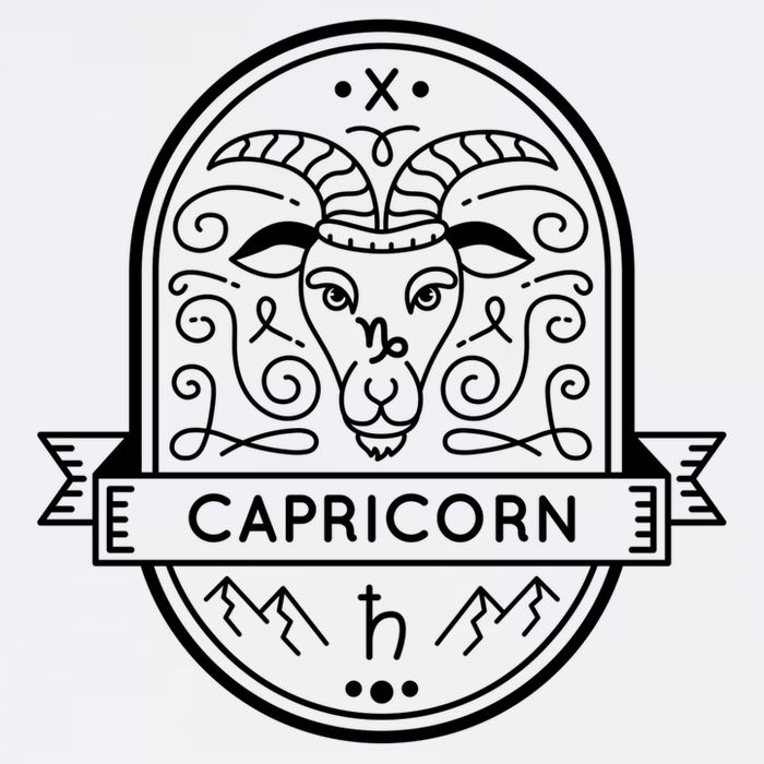 Capricorn Zodiac Symbol Design Cropped Pullover Crew