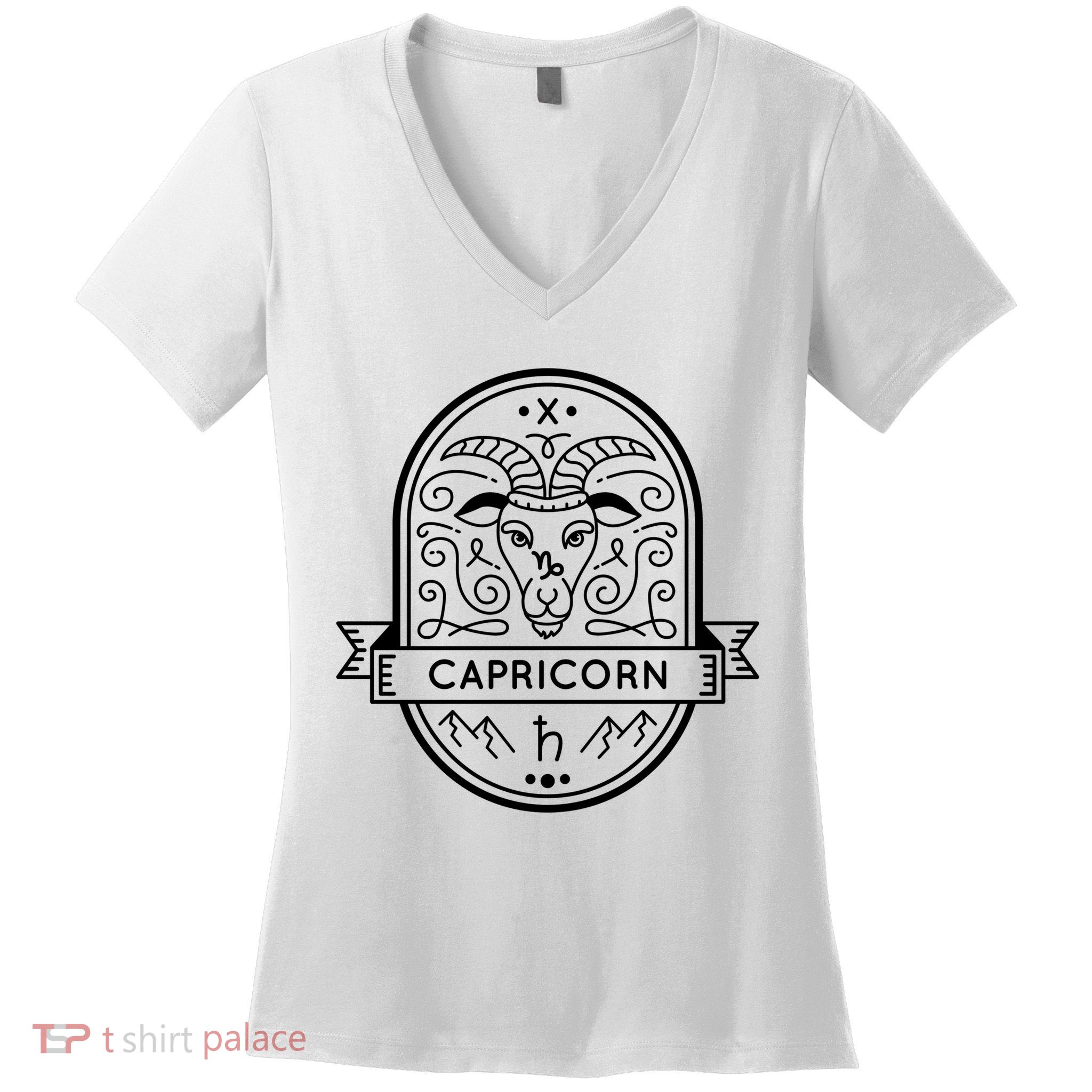 Capricorn Zodiac Symbol Design Women's V-Neck T-Shirt