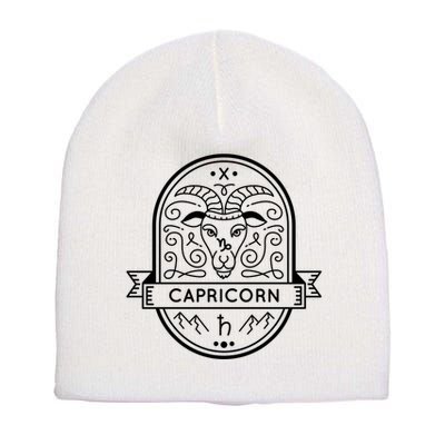 Capricorn Zodiac Symbol Design Short Acrylic Beanie