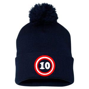 Captain 10th Birthday Pom Pom 12in Knit Beanie