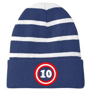 Captain 10th Birthday Striped Beanie with Solid Band