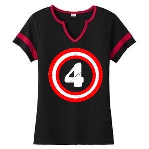 Captain 4th Birthday Ladies Halftime Notch Neck Tee