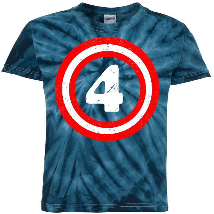 Captain 4th Birthday Kids Tie-Dye T-Shirt